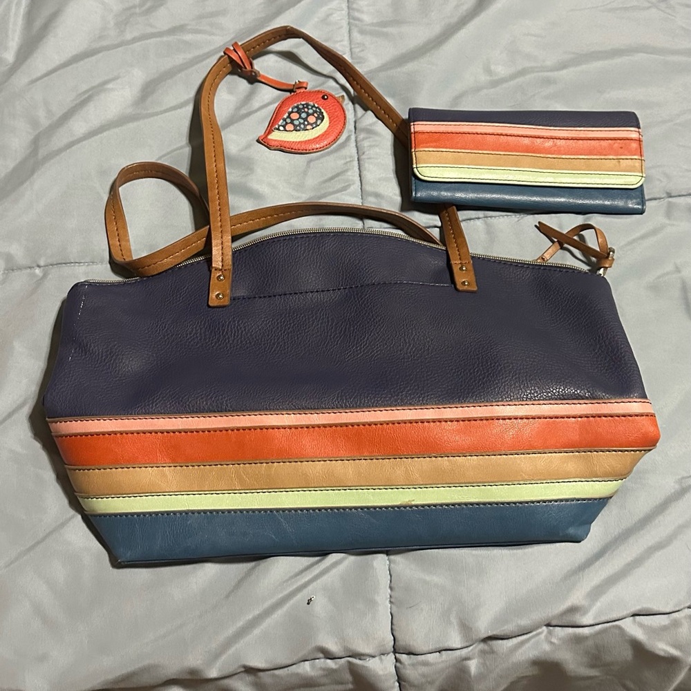 Colorful Striped Women's Bag Set